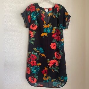 A New Day Floral V-Neck Sheath Midi Dress Size X Small